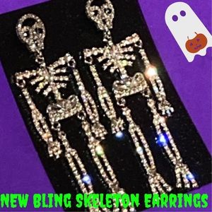 Skeleton Earrings Bling Rhinestone Embellished Bedazzled emo gothic egirl creepy